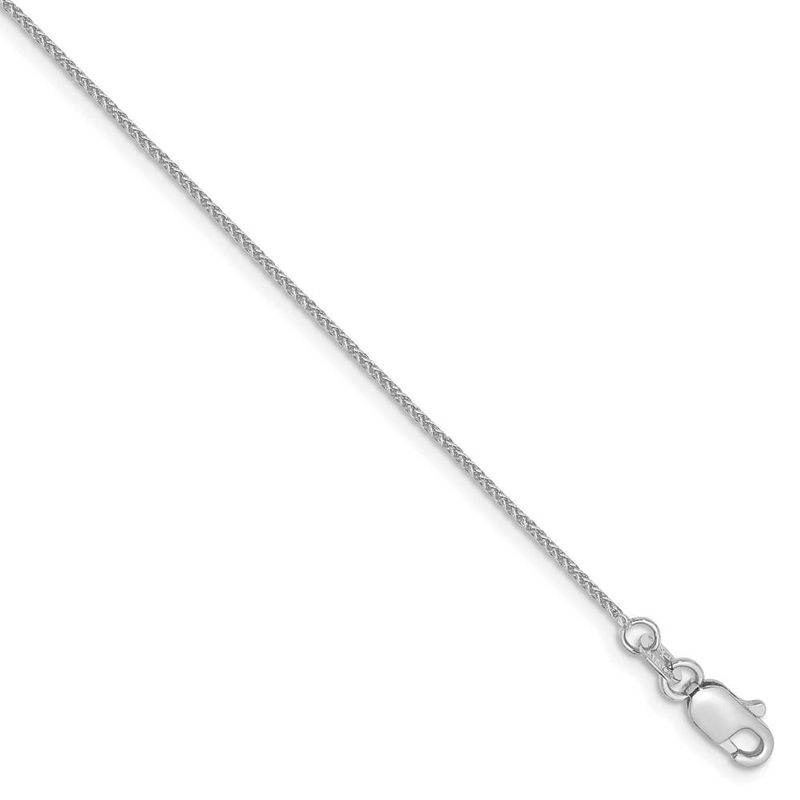 0.8mm 14k White Gold, Solid Spiga Chain Anklet, 10 Inch